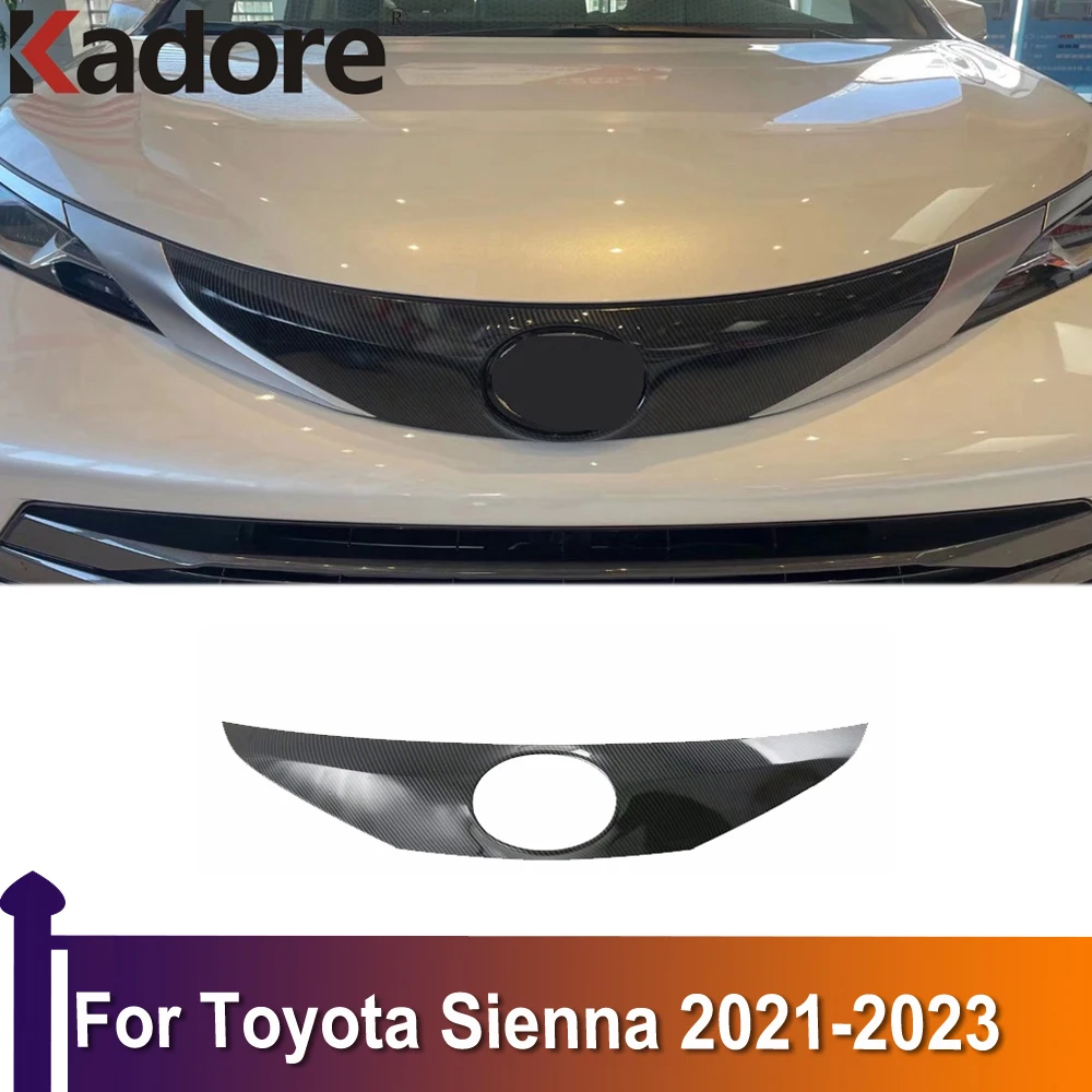 

For Toyota Sienna 2021 2022 2023 Chrome Front Logo Decorative Mark Grid Grill Grille Racing Cover Trim Stick Car Accessories