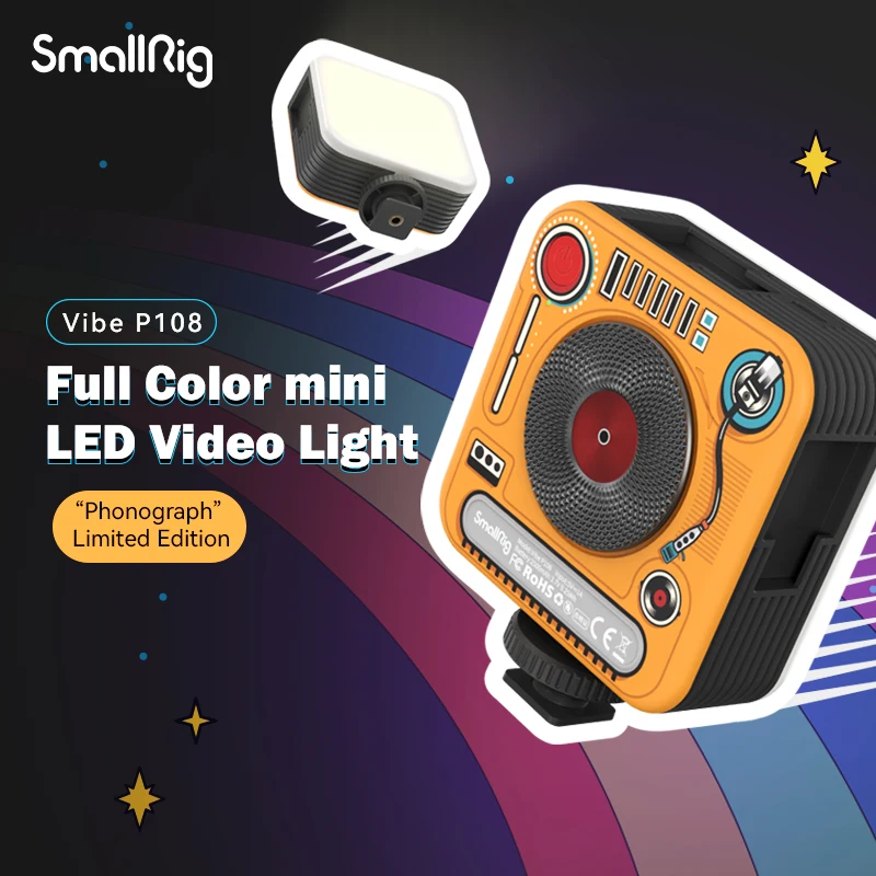 

SmallRig Full Color mini RGB Video Light (“Phonograph” Limited Edition) 108 Beads 130mins Long Lasting Time Portable LED Light