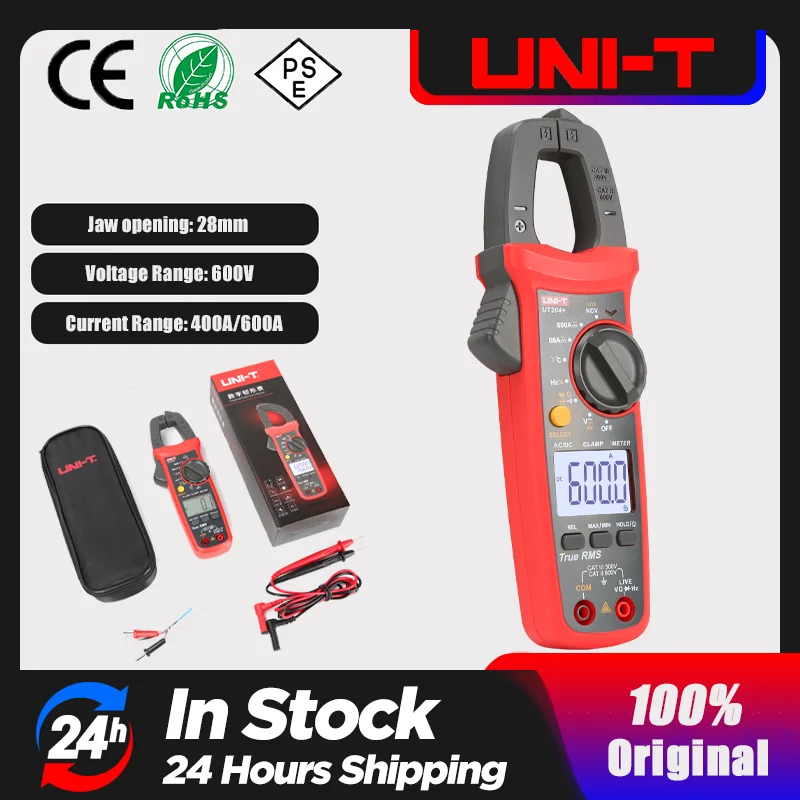 UNI-T Digital Clamp Meter UT204+ UT200+ Series True RMS AC DC Current 400-600A Auto Range Voltmeter Resistance Clamp Multimeter