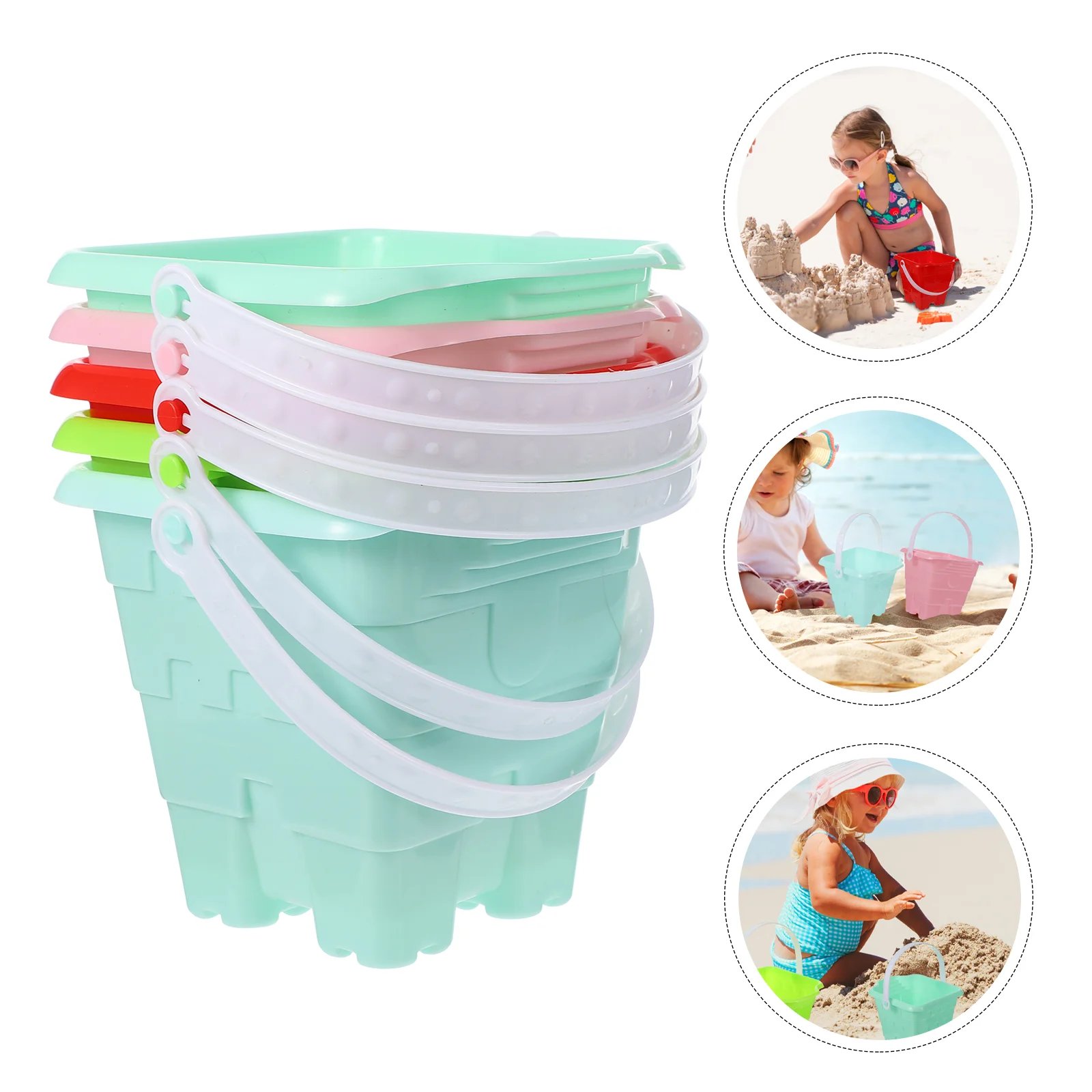 

5pcs Creative Interesting Educational Plastic Bucket Sand Bucket for Child Toddlers Kids