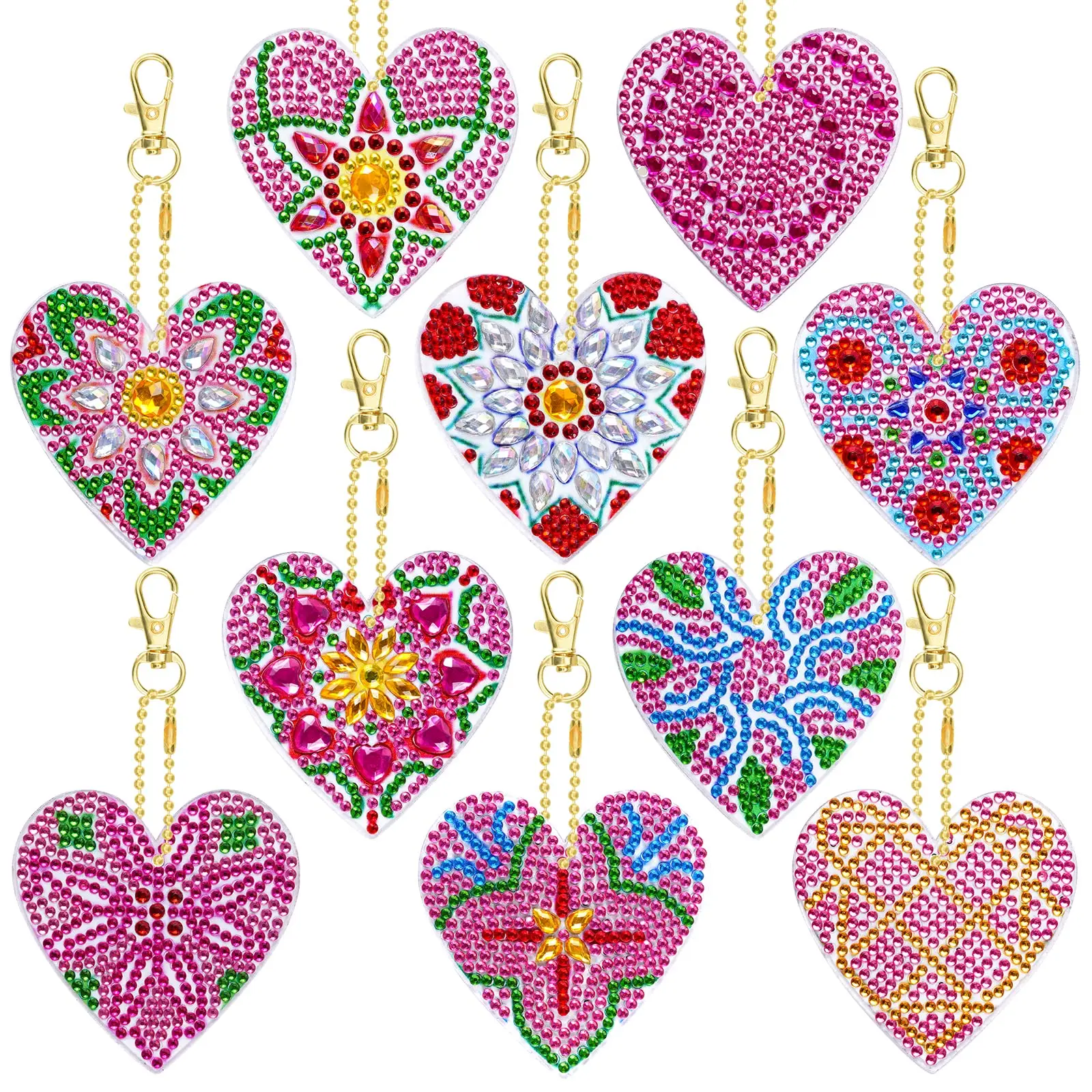 

10 Pack Valentine's Day Special Shape Diamond Painting Keychain DIY Diamond Painting Set Adult Beginner Love Keychain