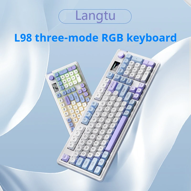 Новая мембранная клавиатура Langtu L98 трехрежимная беспроводная Bluetooth-экран с