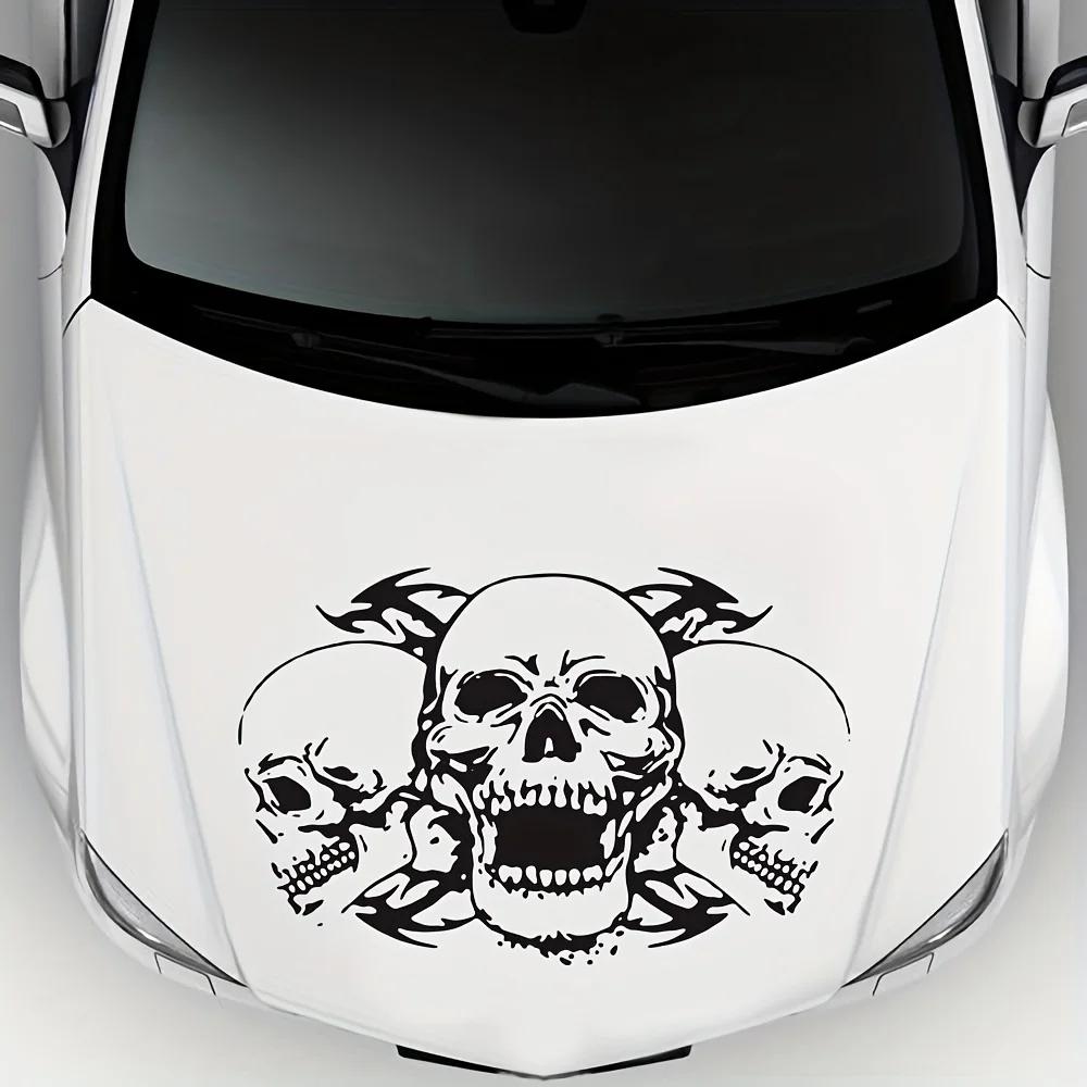 

Three Skeleton Totem Universal Body Sticker with Flower Pattern New Engine Hood Car Decal