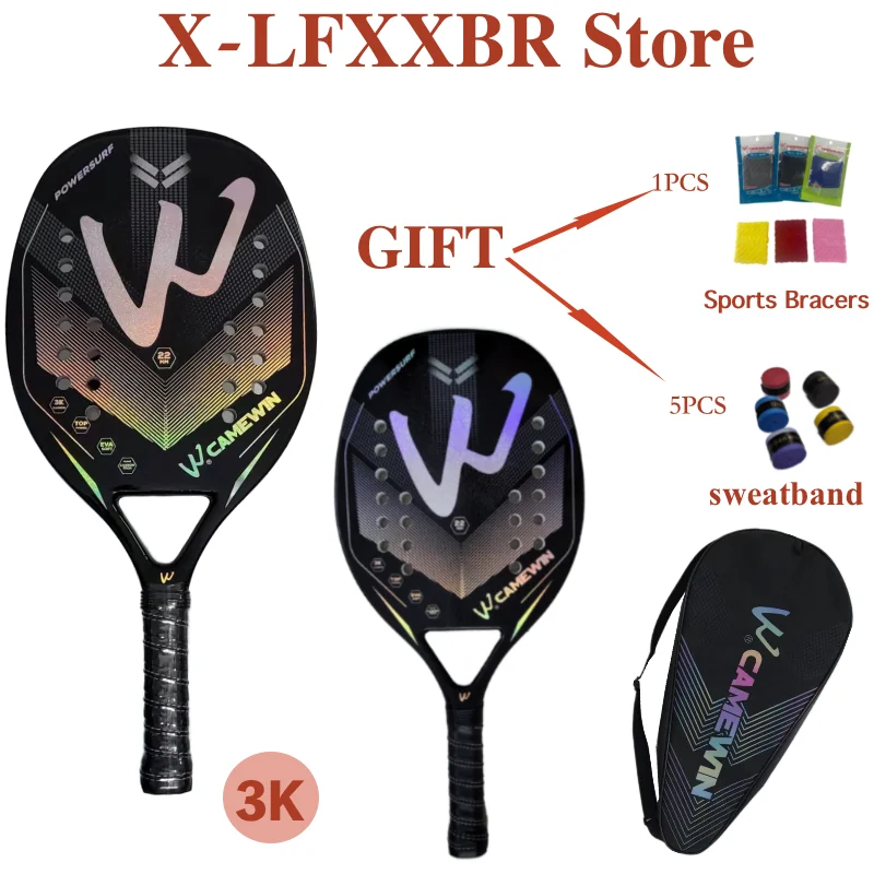 High quality carbon and fiberglass beach tennis racket soft face racket with protective cover bag