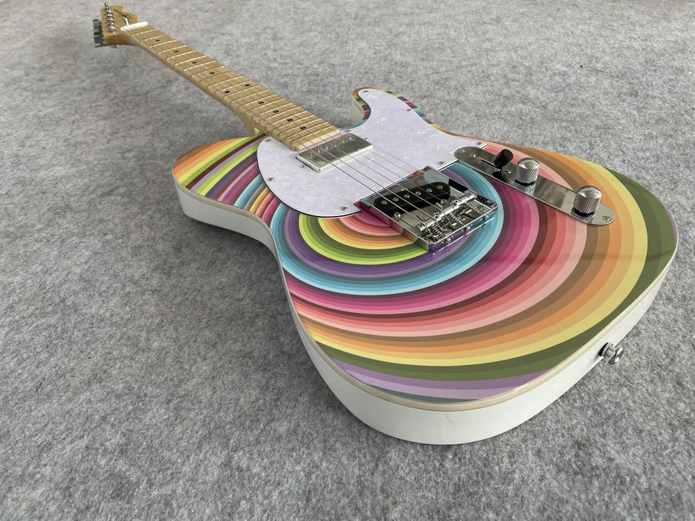 Электрогитара с звукоснимателем из 2 частей цвет изображения 6 струн кленовая