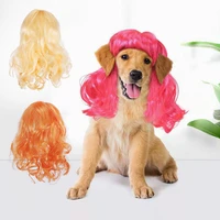dog wigs cosplay props funny dogs cross dressing hair hat costumes for halloowen christmas pets supplies dogs necklace wigs set