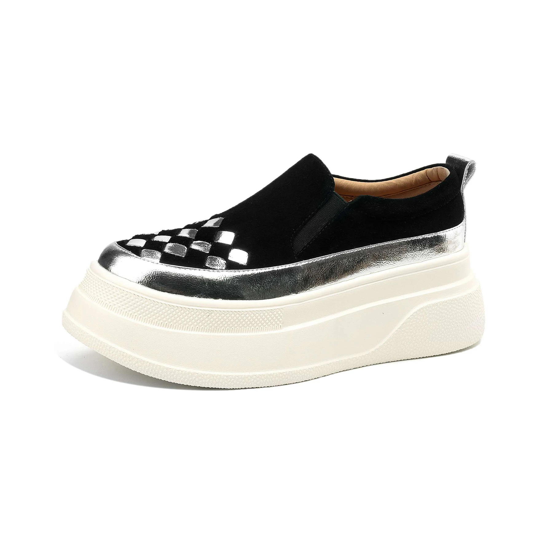 Lanxuryee овечья замша высокий каблук толстая подошва повседневная Весенняя женская