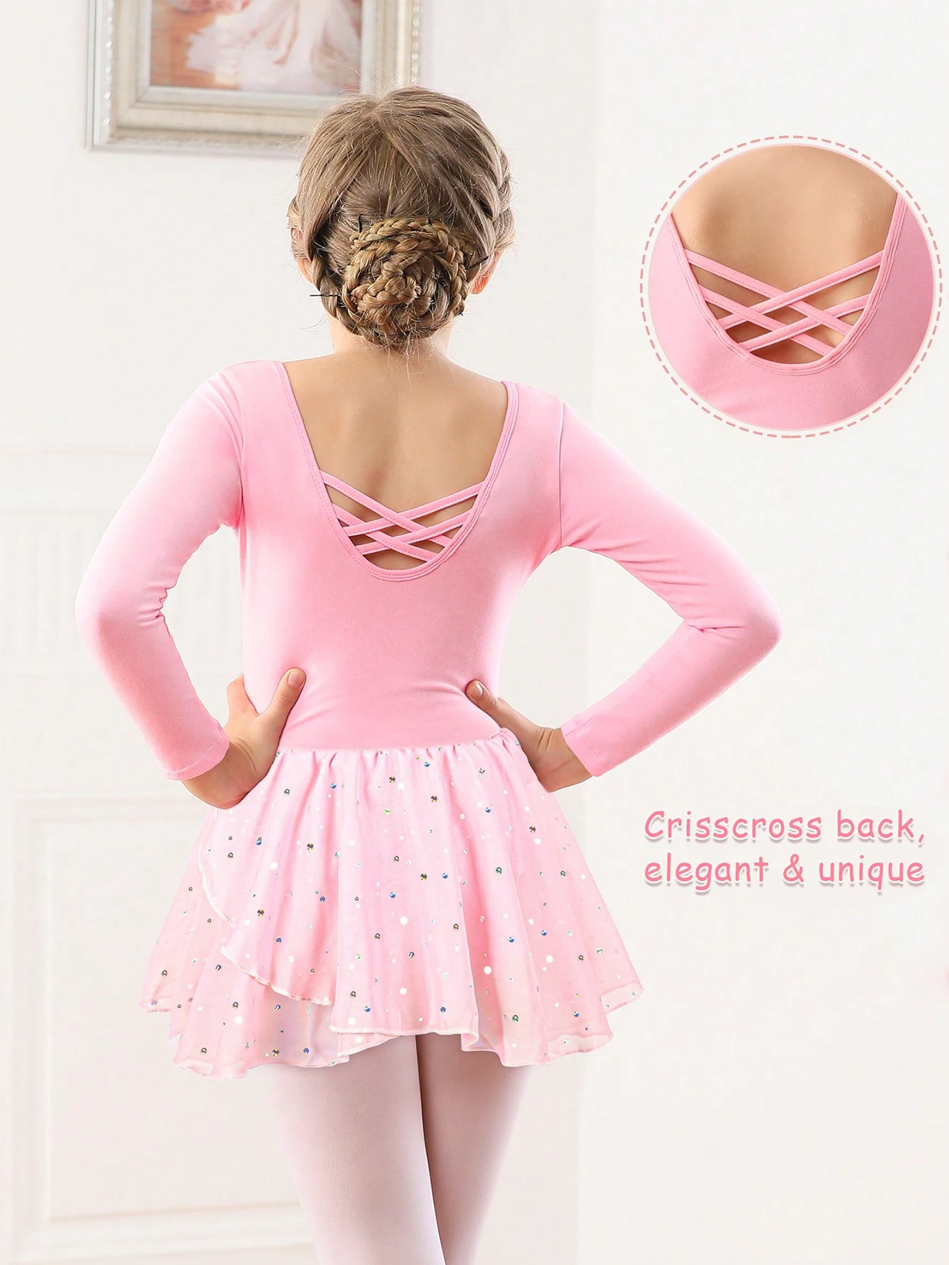 Балетное трико с длинным рукавом для девочек танцевальные платья перекрестной