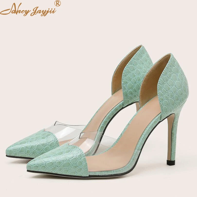 

PVC Snake Pattern Pointy Toe Women Pumps Fashion Mix Colors High Stiletto Heel Ladies Date Shoes Slip on Female Office Heels