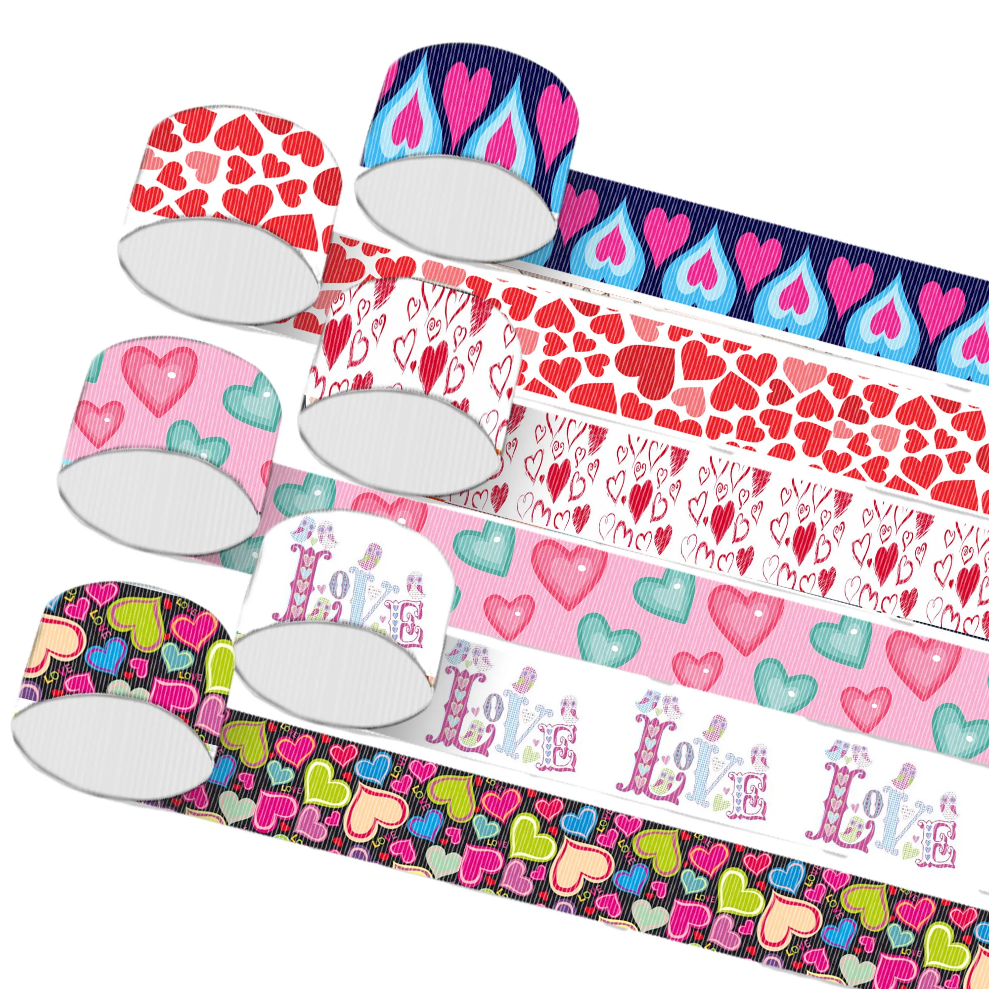 5 Yards Multi Size Heart Love Printed Grosgrain Ribbon DIY Hair Bow Gift Wrap Ribbon For Valentines Day Party Decoration,5Yc9600