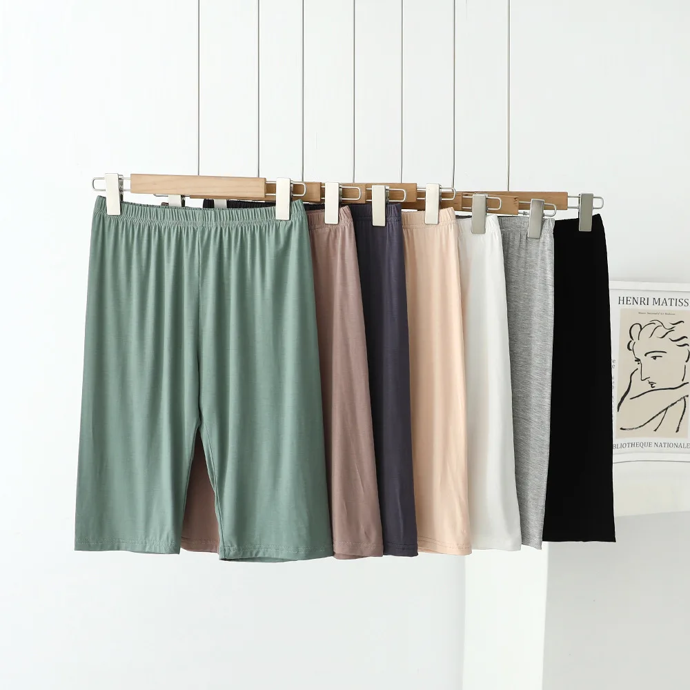 Women Safety Short Pants Seamless Modal Underwear Summer Thin High Waist Briefs Solid Color Female Under Skirt Boxers Panties