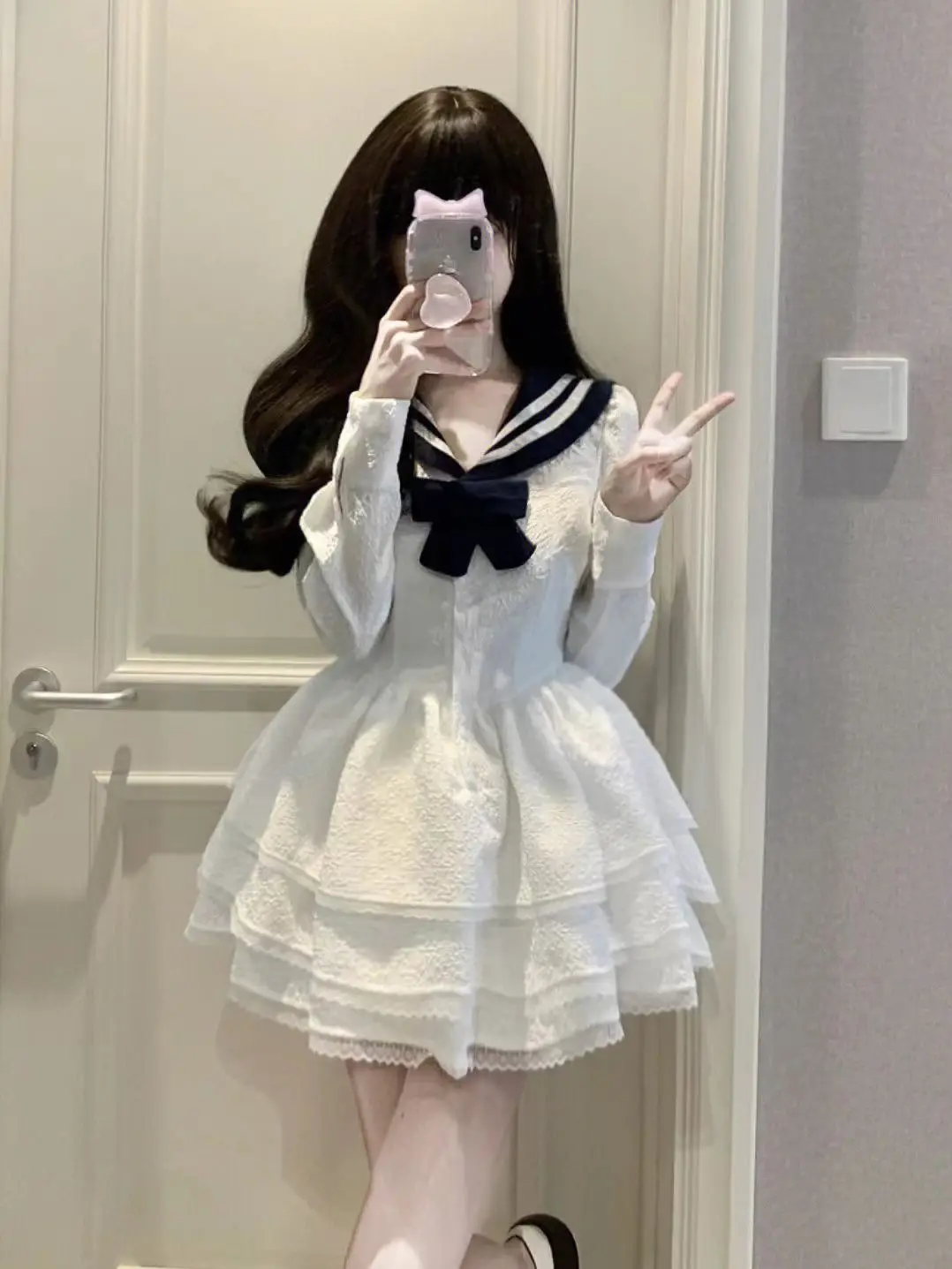 Белое платье в стиле преппи женское весеннее французское высококачественная