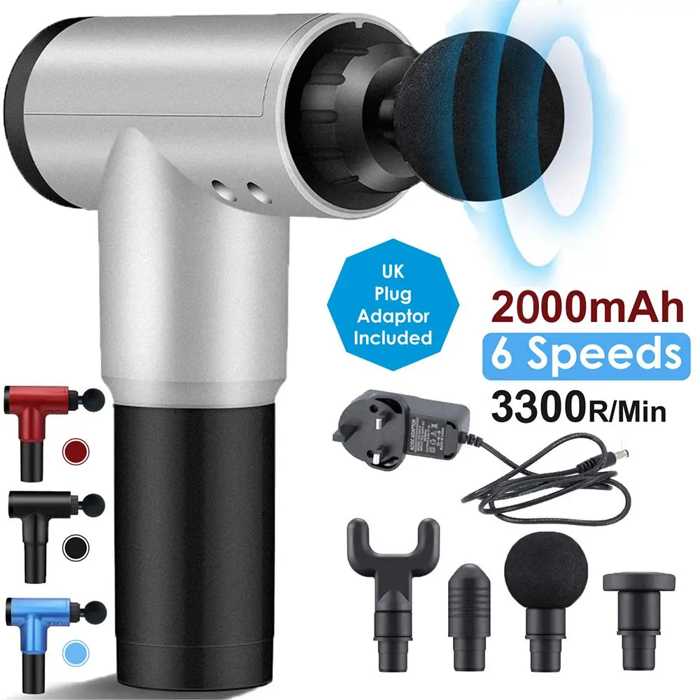 

Hot Sale 6 Gear Therapy 4 Head Vibration Percussion Massage Gun Body Muscle Massager Deep Tissue