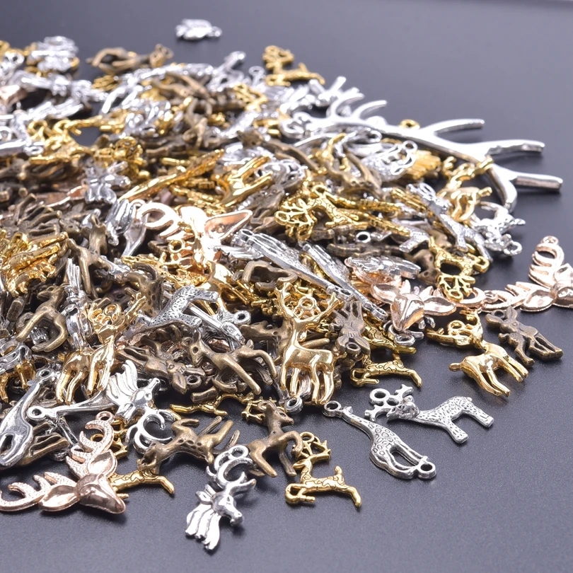 

Deer Series Mix Sika deer Giraffe Charms Bronze Rose Gold Color Pendant Alloy Accessories diy Necklace Jewelry Making Material