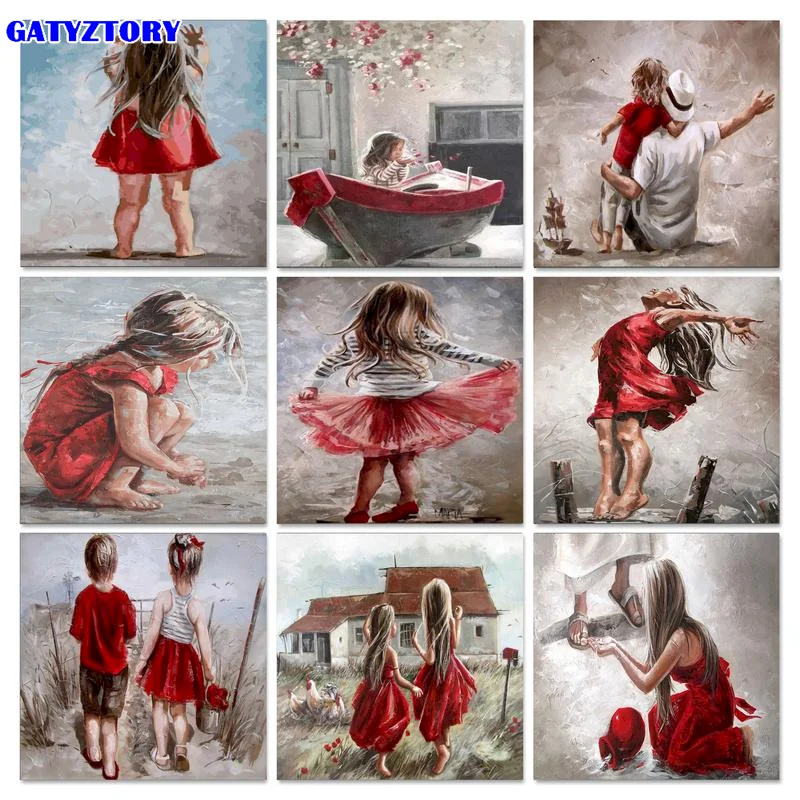 

GATYZTORY Unframe Coloring By Numbers Children Girl Handpainted DIY Oil Painting By Numbers Portrait Canvas Art Decor For Home G