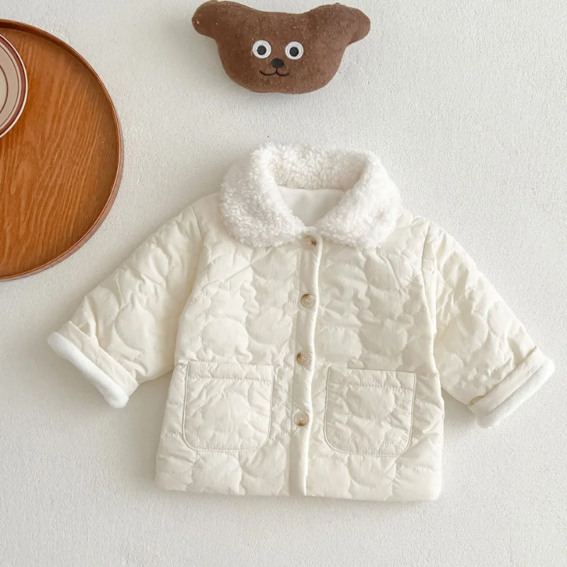 Winter Baby One Piece Jacket Cotton Climbing Clothes Wrapping Fart Clothes Baby Going Out Thickened Collar Pocket Cotton Romper