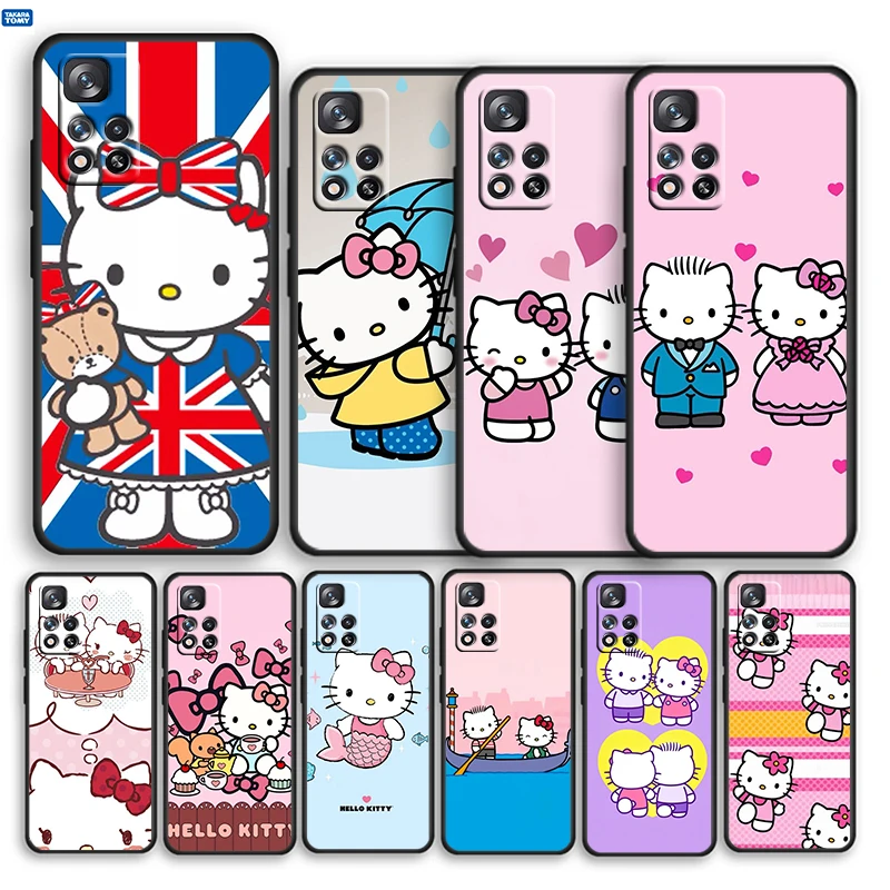 

Cartoon Hello Kitty Pink For Xiaomi Redmi Note 11 10 11T 10S 9 9S 8 7 5G 4G Soft TPU Silicone Phone Case Cover Fundas Coque Capa