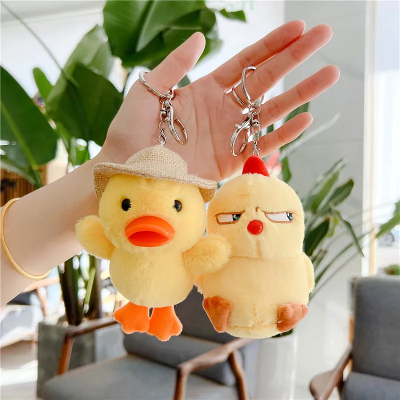 

Cute Little Duck Glaring Chicken Toy Plush Doll Bag Keychain