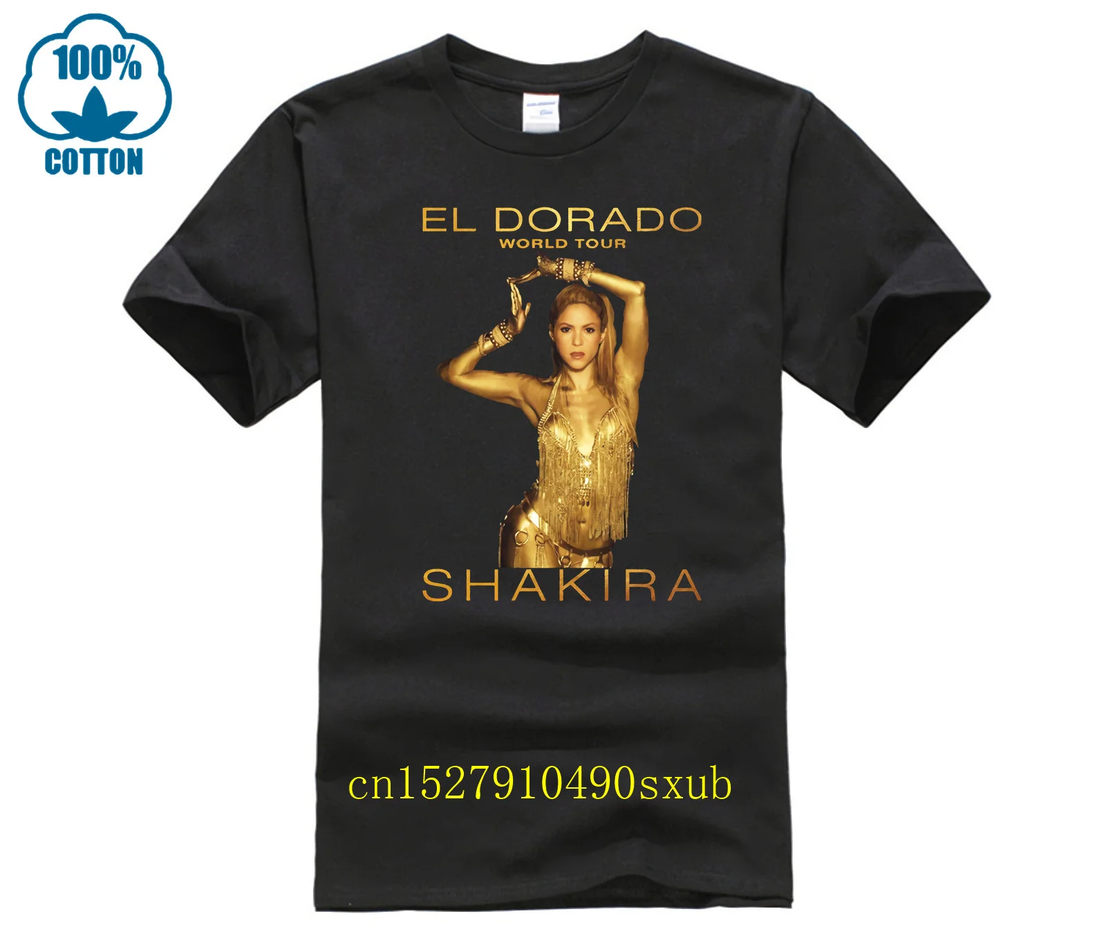 Футболка мужская с мультипликационным принтом, смешная Повседневная хлопковая рубашка с принтом Шакира EL DORADO WORLD TOUR, двусторонняя, лето