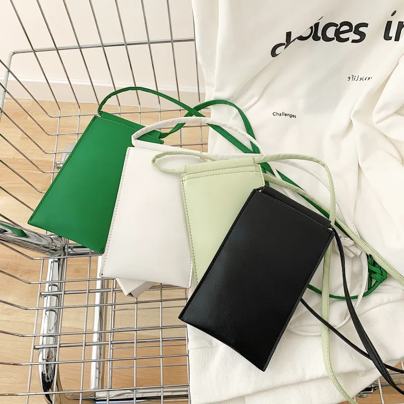 

GABWE Summer Phone Coin Purse Small Bag Female Leather Portable Solid Color Shoulder Comfortable Strap Casual Messenger Bag