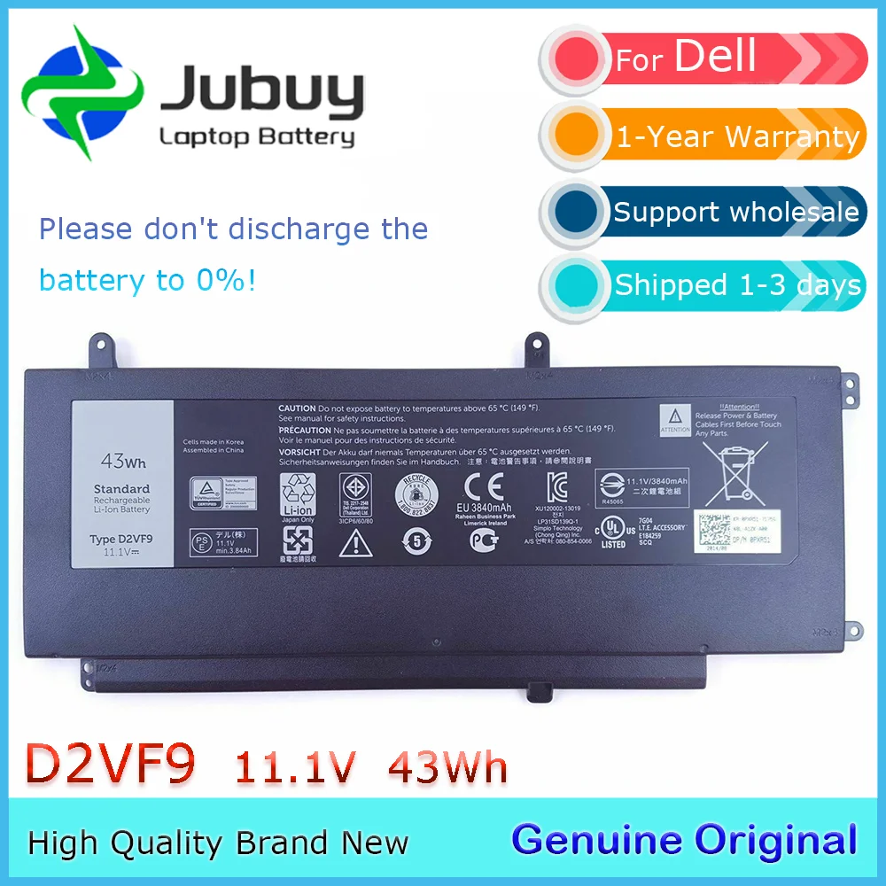 D2VF9 11 1 В 43 Втч оригинальный аккумулятор для ноутбука Dell Inspiron 15 7547 7548 Vostro 5459 0PXR51 0YGR2V
