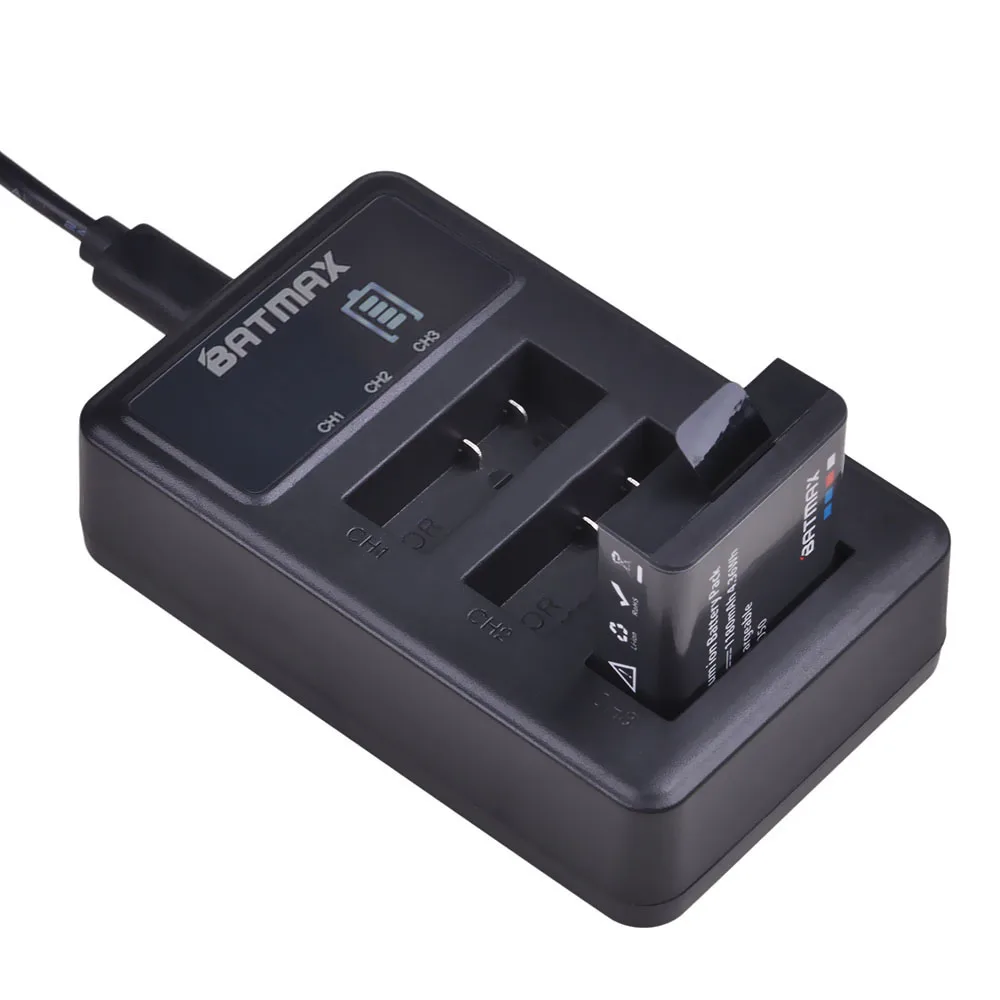 Аккумулятор Batmax 4x1180 мАч PG 1050 для SJCAM sj4000 eken H9 GIT-LB101/AKASO/Campark/APEMAN/DBPOWER/WiMiUS/Brave +