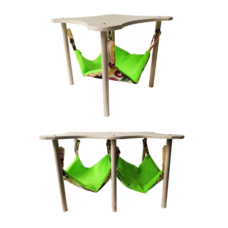 

Double Layer Parrot Hammock with Wood Platform Pet Summer Hammock Bed Home Livingroom Hanging Pet Lightweight Hammock