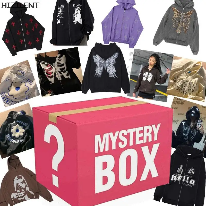 

Mystery Box Top Women Surprise Lucky Bag winter OverSized Hoodie anime zip long sleeves clothes Sweatshirts grunge Gothic y2k