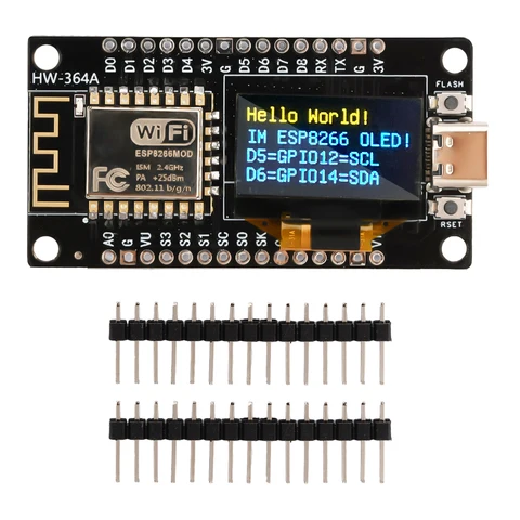 Макетная плата NodeMCU ESP8266 с OLED-дисплеем 0,96 дюйма, модуль драйвера CH340 для программирования Arduino IDE/Micropython