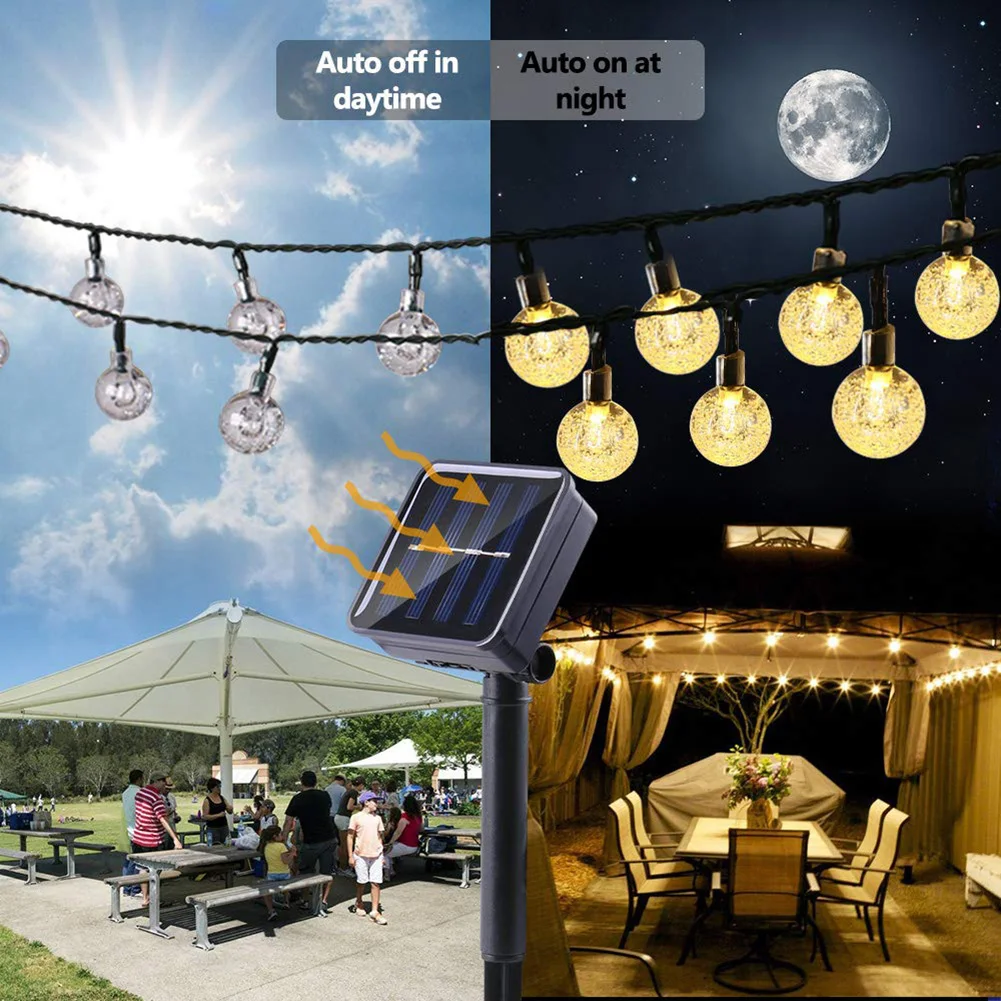 

LED Solar Fairy Light Crystal Ball Outdoor 8 Lighting Modes IP68 Waterproof Bulbs String Lamp Garden Garlands Yard Wedding Decor