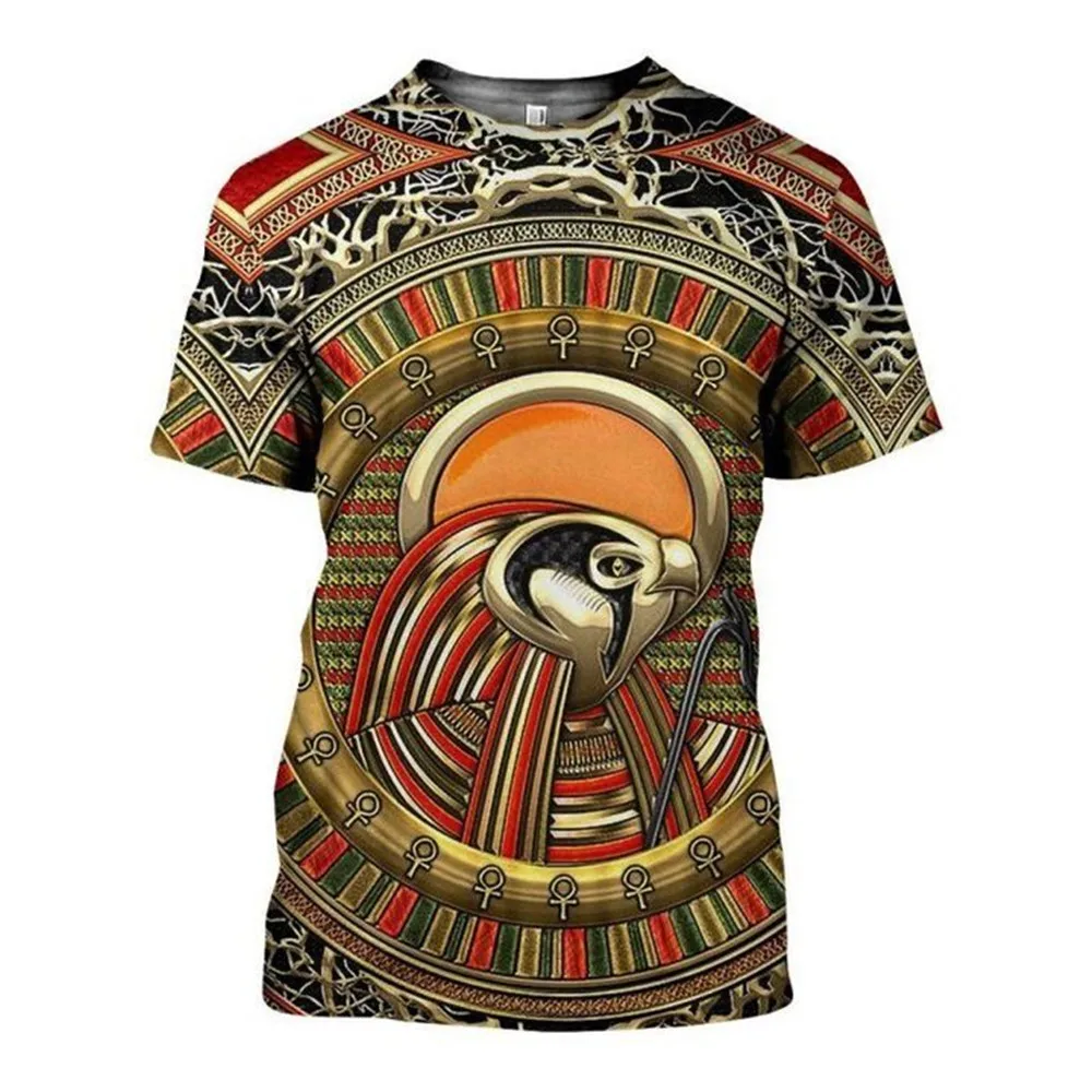 

Summer hot T-shirt 3D-printed street fashion ancient Egyptian goddess Pharaoh short sleeve T-shirt men's top