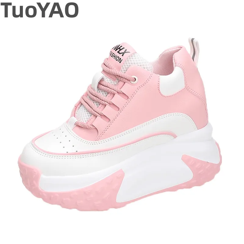 

Women Platform Sneakers Spring Autumn Breathable Wedges Casual Shoes 10CM High Heels Thick Sole Sneakers Woman Deportivas Mujer