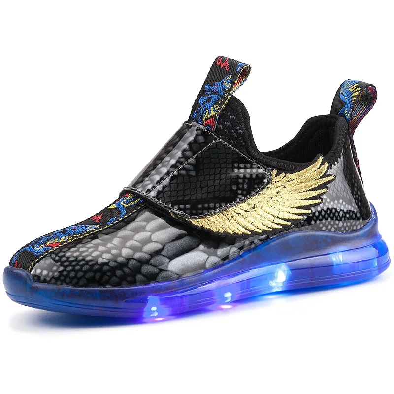 

Children's Wing Lamp Shoes New LED Shoes Boys and Girls Charging Colorful Luminous Shoes Children's Shoes Waterproof Lamp Shoes