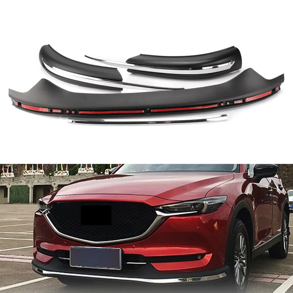 Parachoques delantero cromado para coche Mazda, placa de deslizamiento, barra protectora embellecedora para CX-5, CX8, CX5, 2017, 2018, 2019, 2020, ABS, 3 piezas