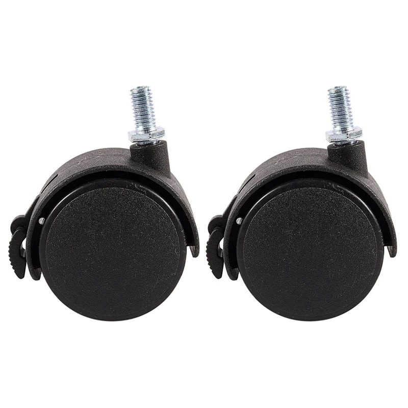 

2X Furniture Swivel Locking Caster 8Mm Screw Stem 2-Inch Dia Wheel Black