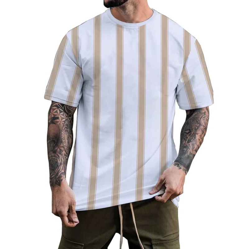 

Men's T Shirt Graphic 3D O Neck Black White Stripes Oversized Clothing Casual Daily Top Streetwear Short Sleeve Clothing Apparel