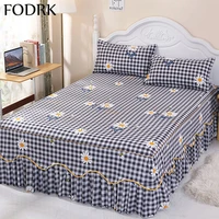 3pcs bed skirt linen cotton bedspread cover luxury pillowcase bedsheet mattress pad twin size autumn bedding fitted double satin