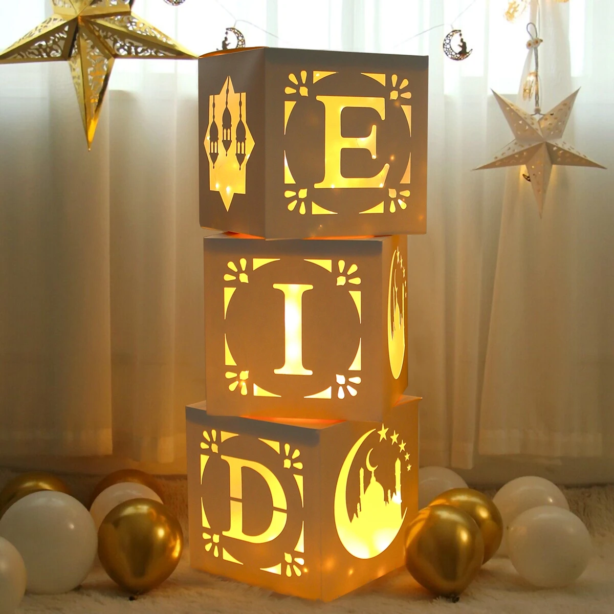 

Eid Mubarak Letter Box Hollow Light String Ramadan Kareem Decoration For Home Muslim Islamic Ramadan Box Eid Al-fitr Gifts 2023