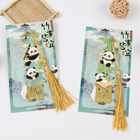 Металлическая закладка для книг с пандой