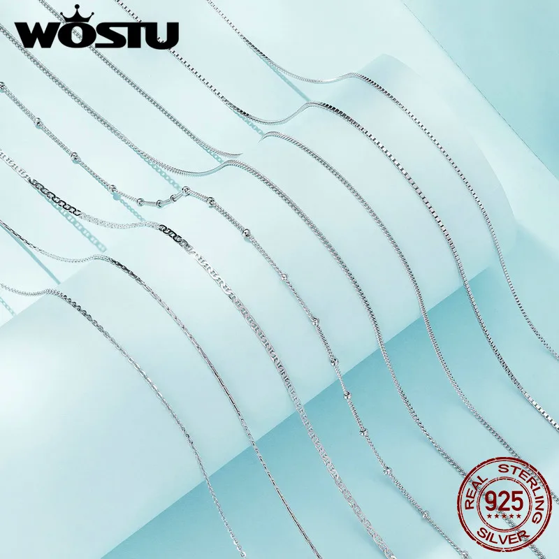 

WOSTU, серебро 925 пробы, двойное кольцо, o-образная круглая бамбуковая цепочка с узлом, базовое ожерелье, цепочка в коробке, цепочка для женщин, подходящая подвеска