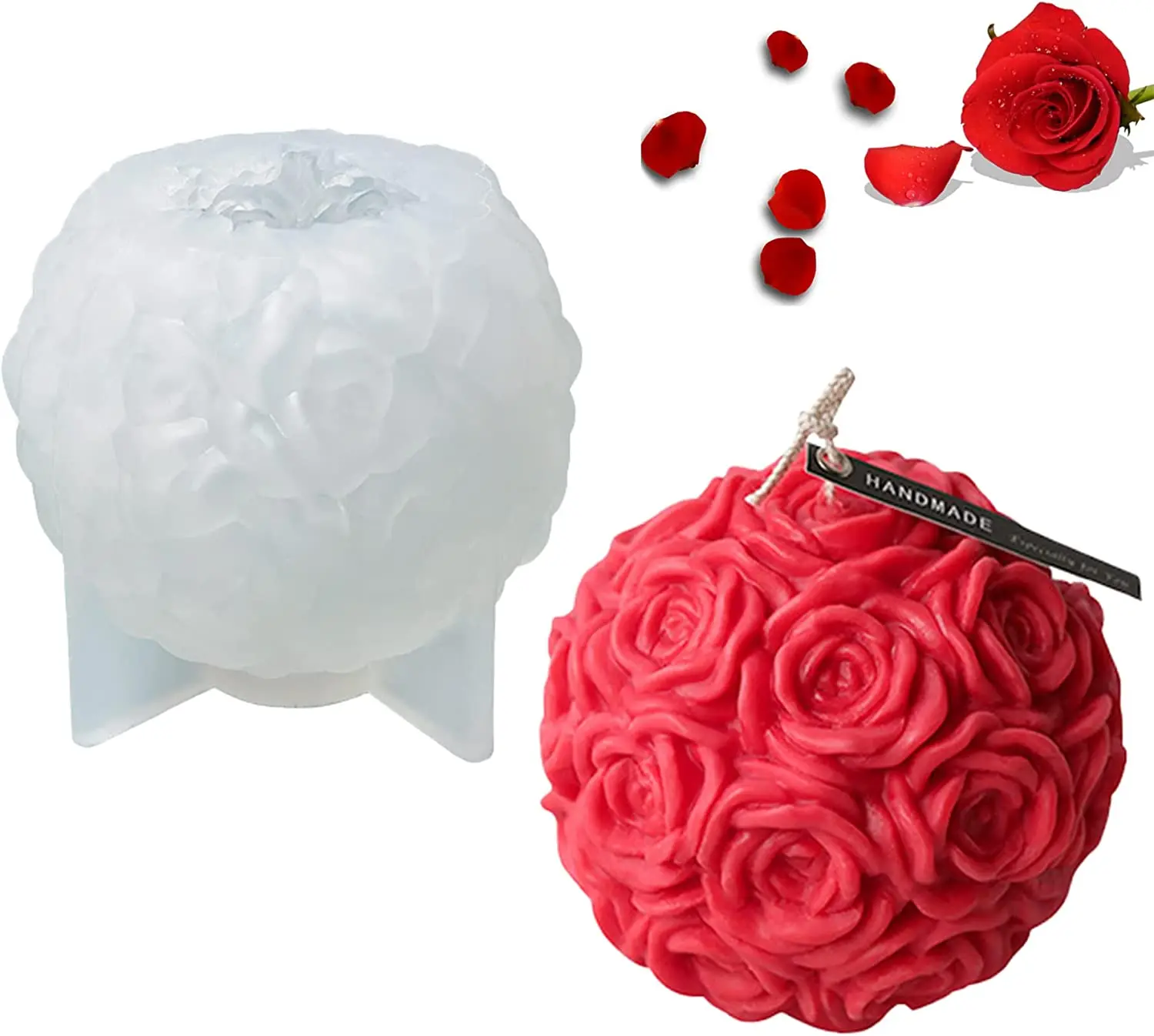 Silicone Candle Molds 3D Rose Flowers Resin Casting Mold for DIY Candle Making Homemade Soap Polymer Clay Craft Plaster