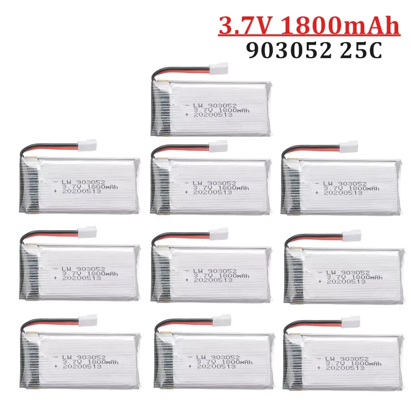 1/2/5/10 шт., перезаряжаемые батареи 3,7 в 1800 мАч для SYMA X5SW X5 X5S X5C M18 H5P KY601S 903052 3,7 в, литий-полимерный аккумулятор с вилкой XH2.54