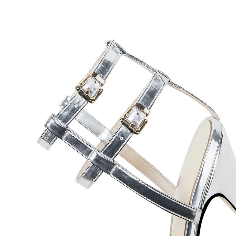 2023 New Sexy Round Head Fish Mouth Waterproof Table Strap Slim Heel Super High Heel Large Size Sandals Woman MM5956