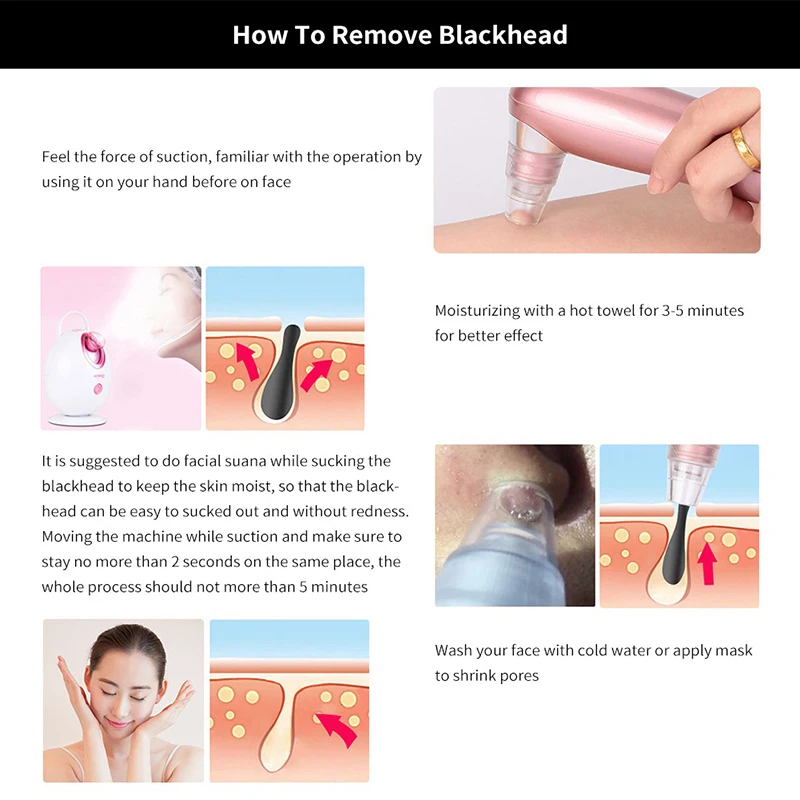 

Blackhead Remover Electric Facial Pore Cleanser Vacuum Acne Pimple Removal Suction Tool Diamond Dermabrasion Machine Skin Care