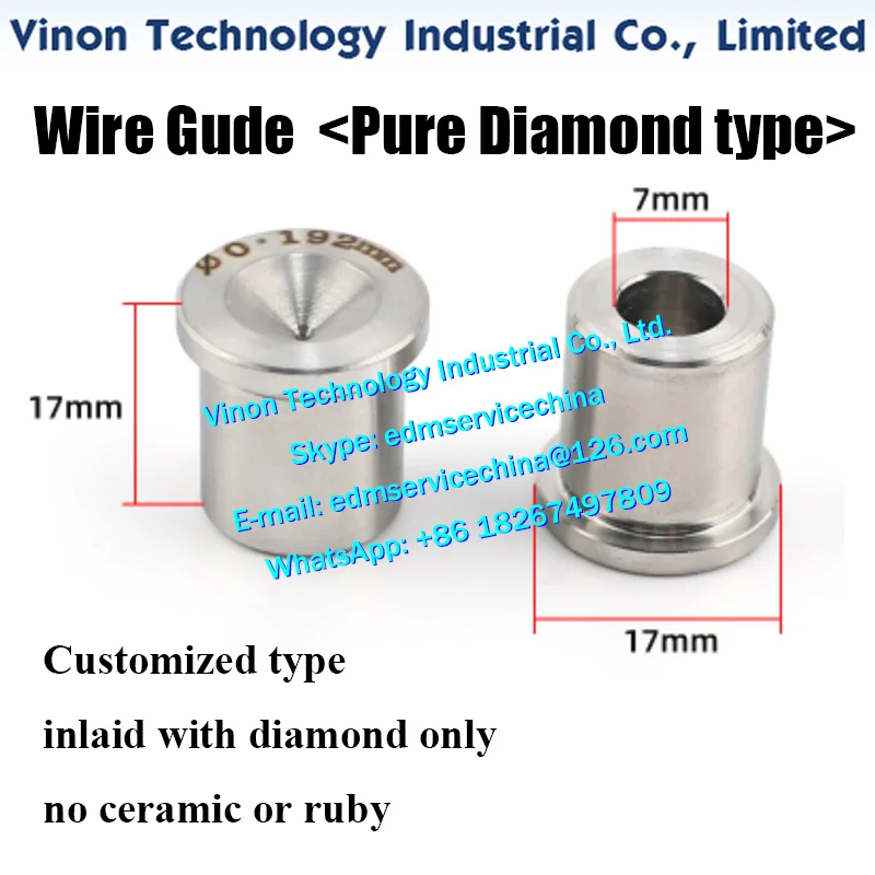 

Pure Diamond type edm wire guide 0.192 mm for Beijing AGIE Medium Speed Machines, inlaid with diamond only, no ceramic or ruby