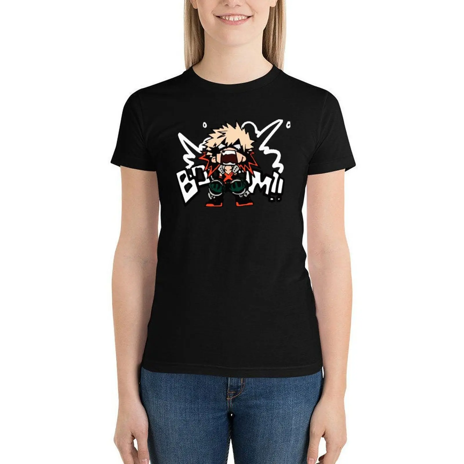 

Bakugou Katsuki Cute T-Shirt My Womens New Fashion Cotton T Shirt Large Size Short Sleeve Tshirt