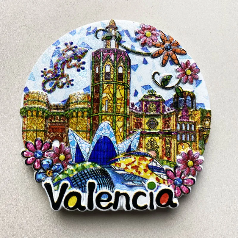 3D архитектурные достопримечательности наклейка на холодильник Valencia сувениры