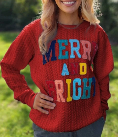 Свитер для женщин осень 2024 вязаное одеяло веселый и яркий пуловер с круглым