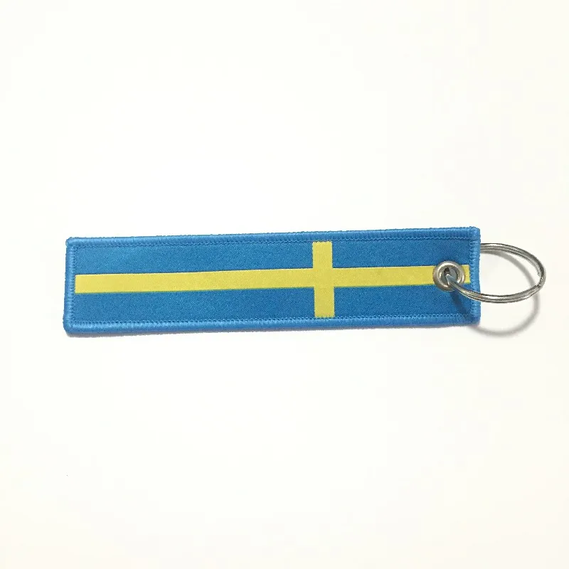 

Swedish Flag Car Culture Keychain Nylon Textile Tags Backpack Decoration Lanyard Logo For Volvo Saab Koenigsegg Auto Accessories