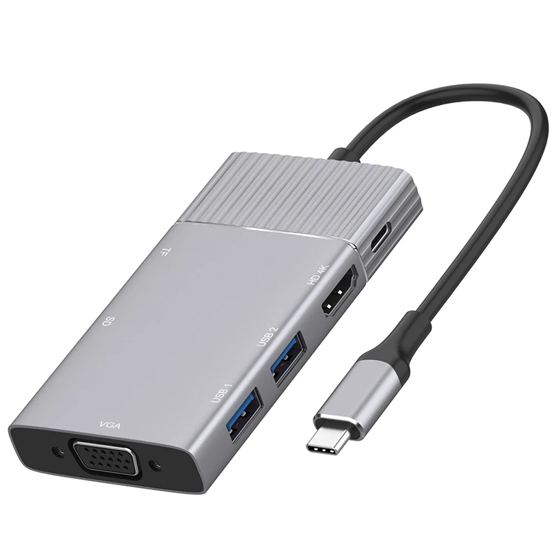 

USBC к HDMI 4K VGA 2USB 3,0 SD TF кардридер концентратор 3,5 мм аудио порт PD зарядная док-станция конвертер для Galaxy S8 S9